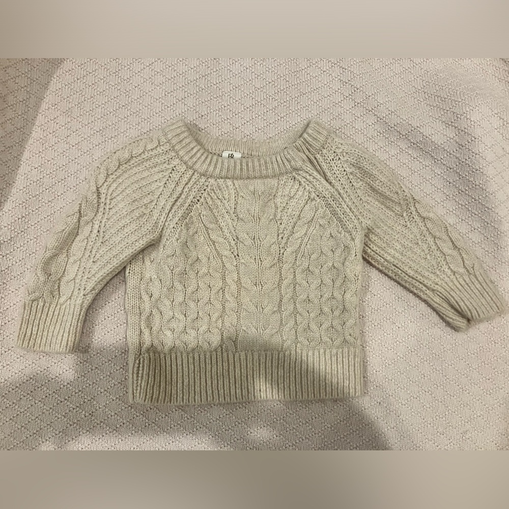Banana Republic Cashmere/Fine Merino Wool Cream Cable-Knit Sweater Baby 12-18 mo